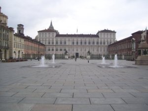 Piazza Castello with the Royal Palace and the Church of San Lorenzo in the background